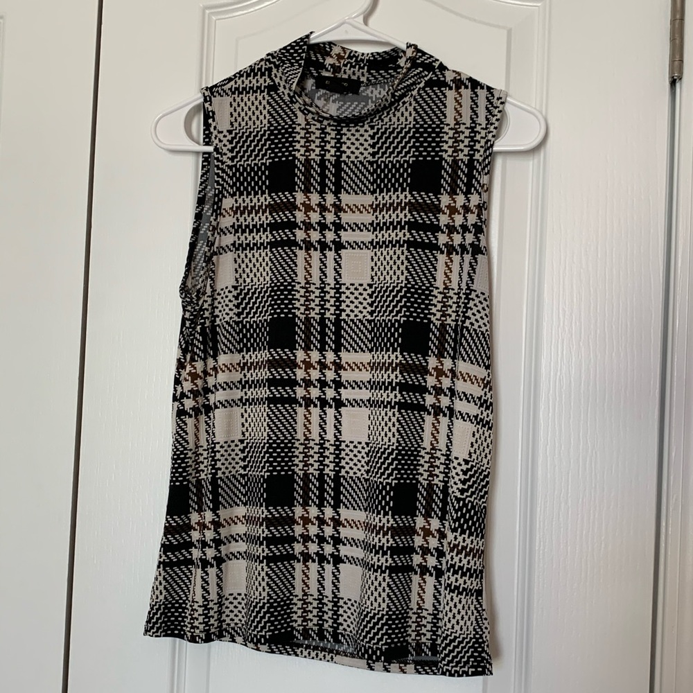 Plaid Sleeveless Blouse, Small